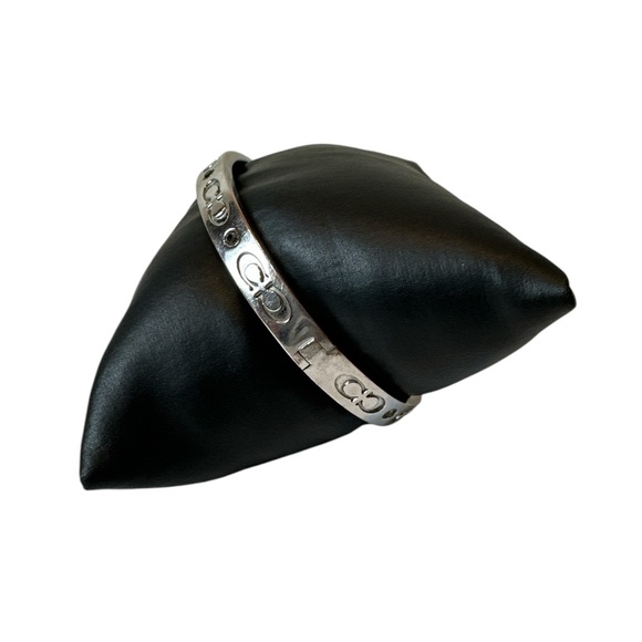 Coach Kissing C Hinged Silver with Green Crystals Bracelet - Picture 4 of 11